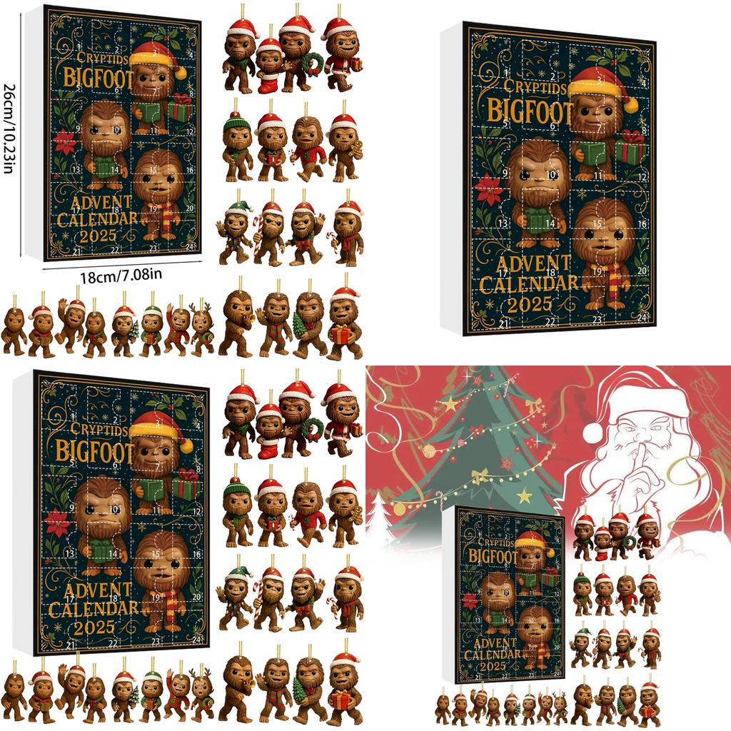 Weihnachts-Countdown Blind Box Bigfoot Anhänger mit Acrylmaterial für Weihnachtsgeschenke und Dekorationen