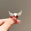 Angel Wings Love Water Drop Brooch Female Cute Autumn Brooch Full of Diamonds High-end Simple Neckline Pin Accessories
