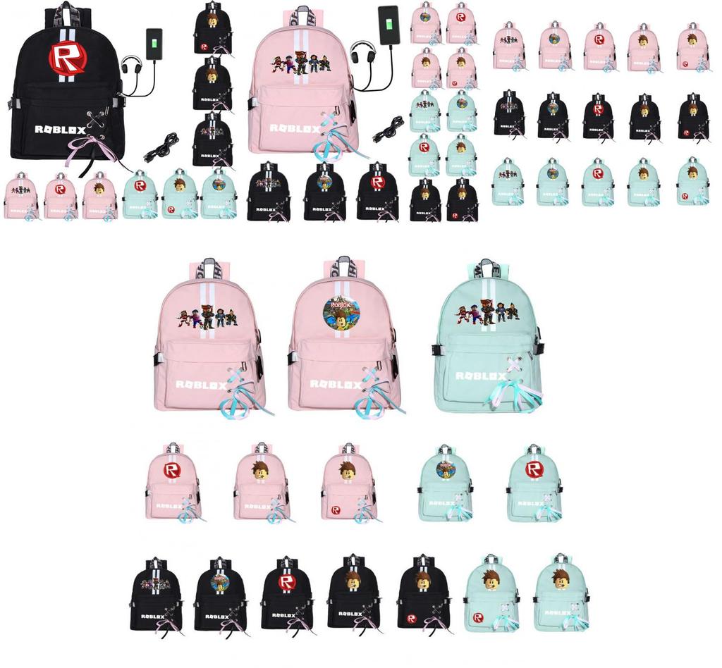 Roblox Print Backpack With Usb Charging Port And Large Capacity For Students And Travel