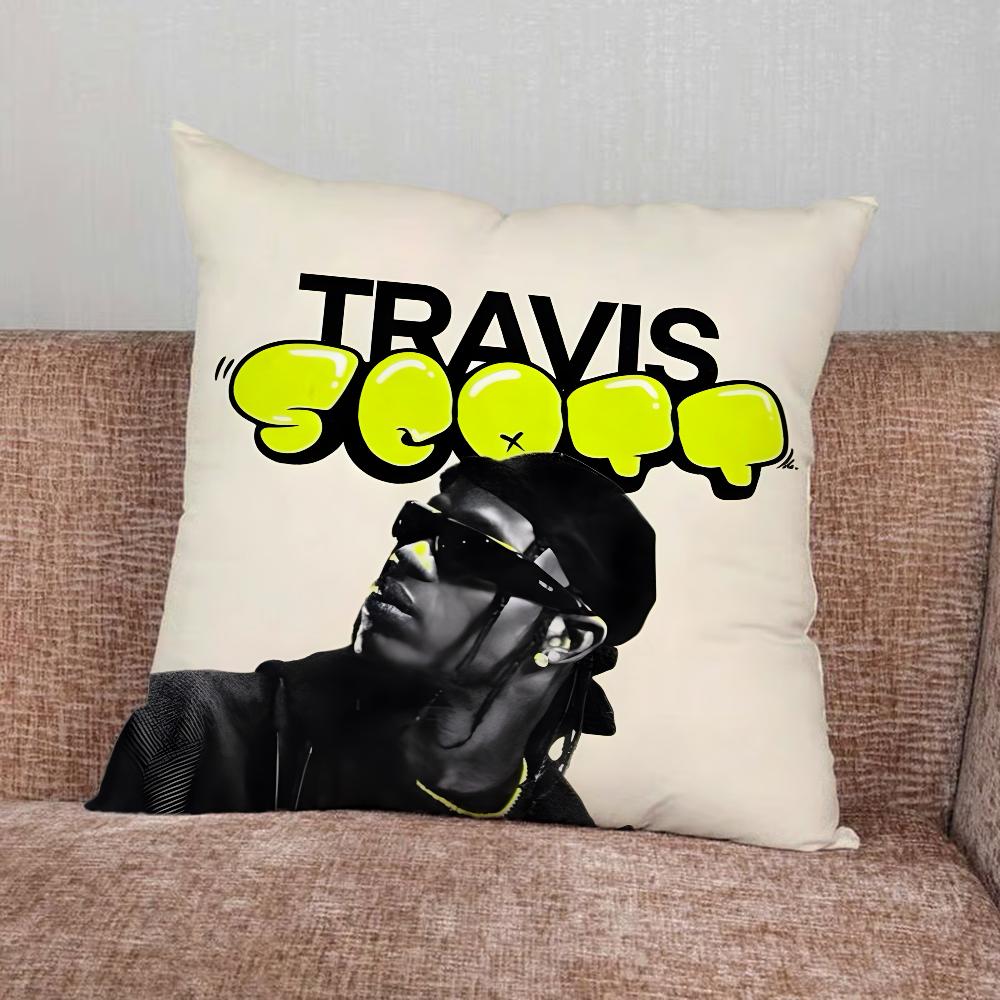 T-Travis Scott Rapper Pillow Case For Home Bedroom Car Office Decoration Living Room Sofa Cushion Cover Suitable
