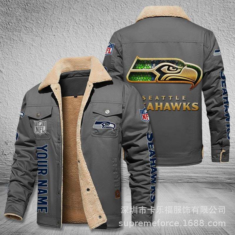 American football team football jersey Philadelphia Eagles jersey autumn and winter velvet cotton jersey sports jacket men's jacket