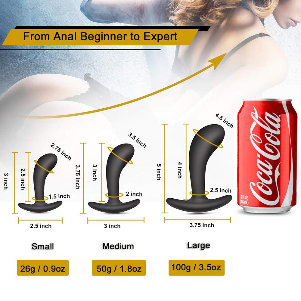 3 Size Silicone Butt Anal Plug Bullet Vibrator Prostate Massager Adult Sex Toys for Men/Women Couples Anal Trainer Buttplug