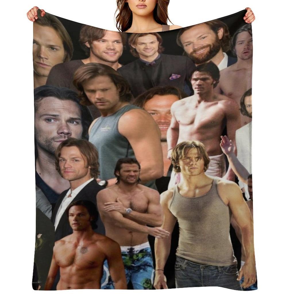 jared padalecki photo collage Throw Blanket Sofa Quilt Travel Large warm winter Blankets