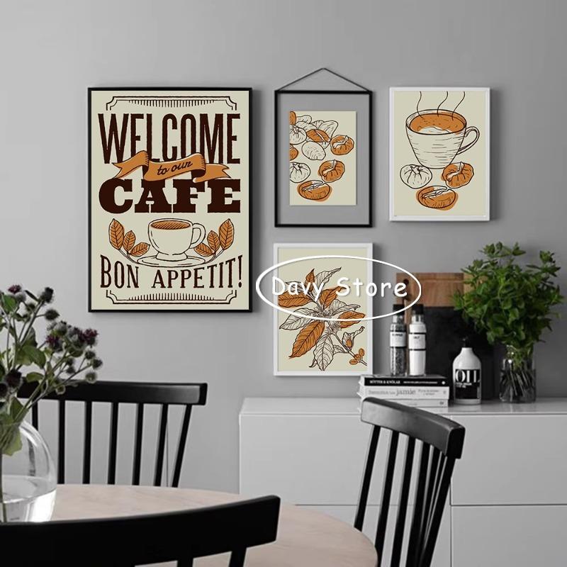 Coffee Beans Coffee Cup Espresso Poster and Print Canvas Painting Wall Art Picture for Coffee Bar Cafe Home Decor Cuadros