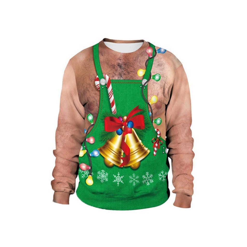 Women And Men Funny Christmas Print Tops Fashion Warm Long-sleeved Sweatshirt Casual Pullover Blouse