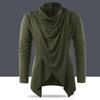 Men Autumn Shirt Vintage Long Sleeves Solid Color Asymmetrical Cardigan Warm Shawl Collar Medieval Breathable Men Autumn Tops for Daily Wear