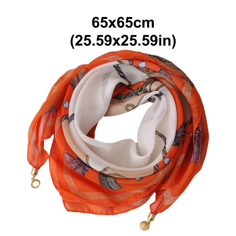 Magnetic Buckle Silk Scarf Chiffon Square Scarf Fashion Headscarves Spring
