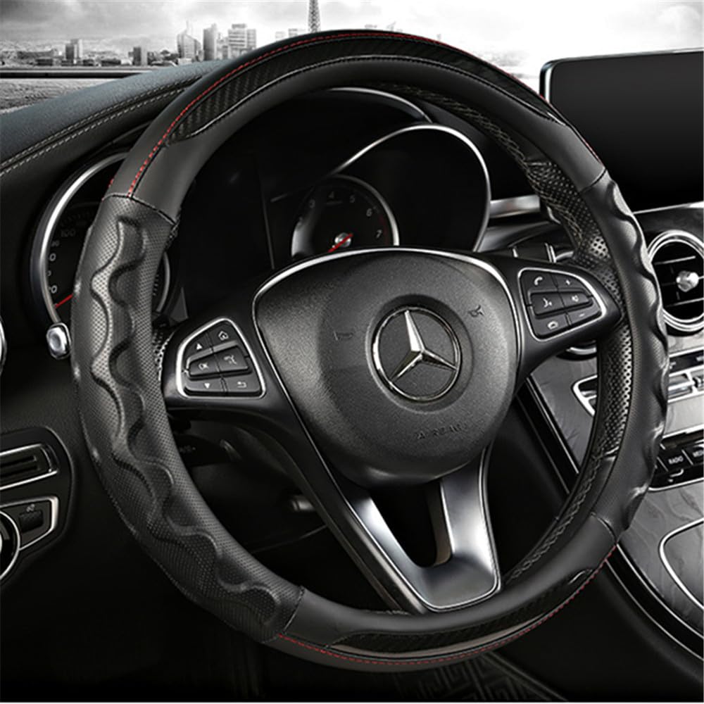 

AUSTYLCO Чехол на руль для Kei 3D карбоновое волокно руль Удобный для интерьера Черные автомобили, Защитник, Стильный, На ощупь, чёрный