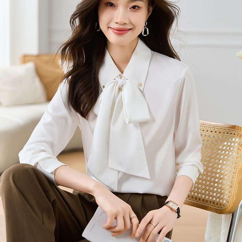 Women Blouses Shirts 2025 Spring Long Sleeve Women Blouse Shirt Turn Down Collar White Chiffon Blouse Shirt Women Tops J924