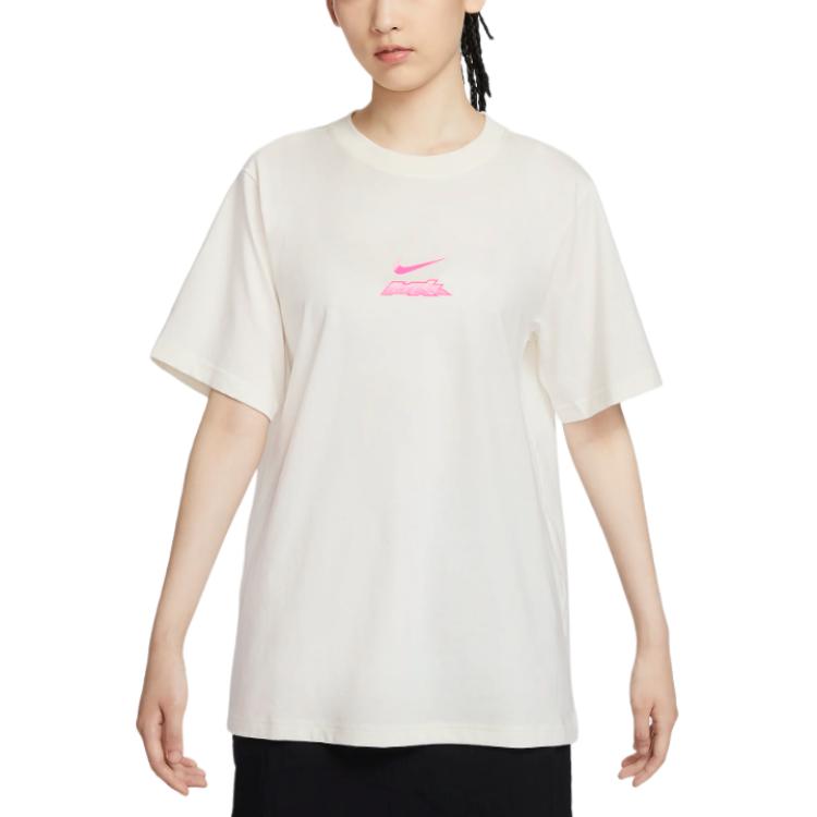 Nike Sportswear Essential Logo Print Animal Pattern Comfortable Breathable Sports Short Sleeve T-Shirt Women T-Shirt Sail HM4625133