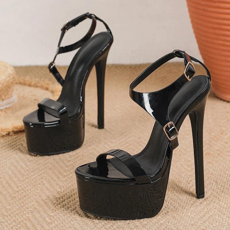 Eilyken Fashion Open Toe Buckle Strap Women Sandals Summer Chunky Platform Super Stiletto High Heels Nightclub Shoes