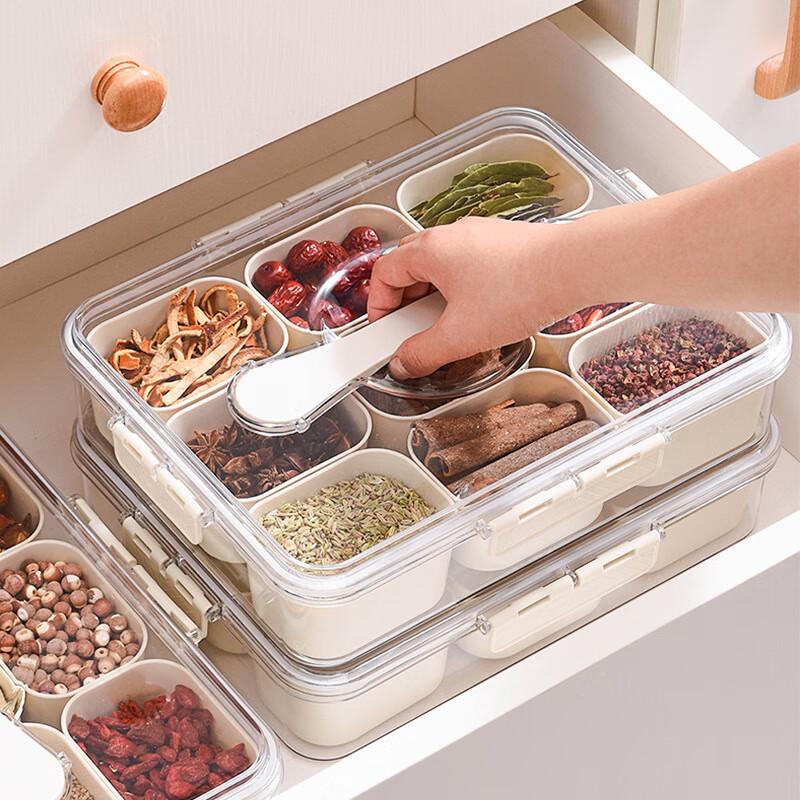 9-Compartment Divided Storage Container with Lid