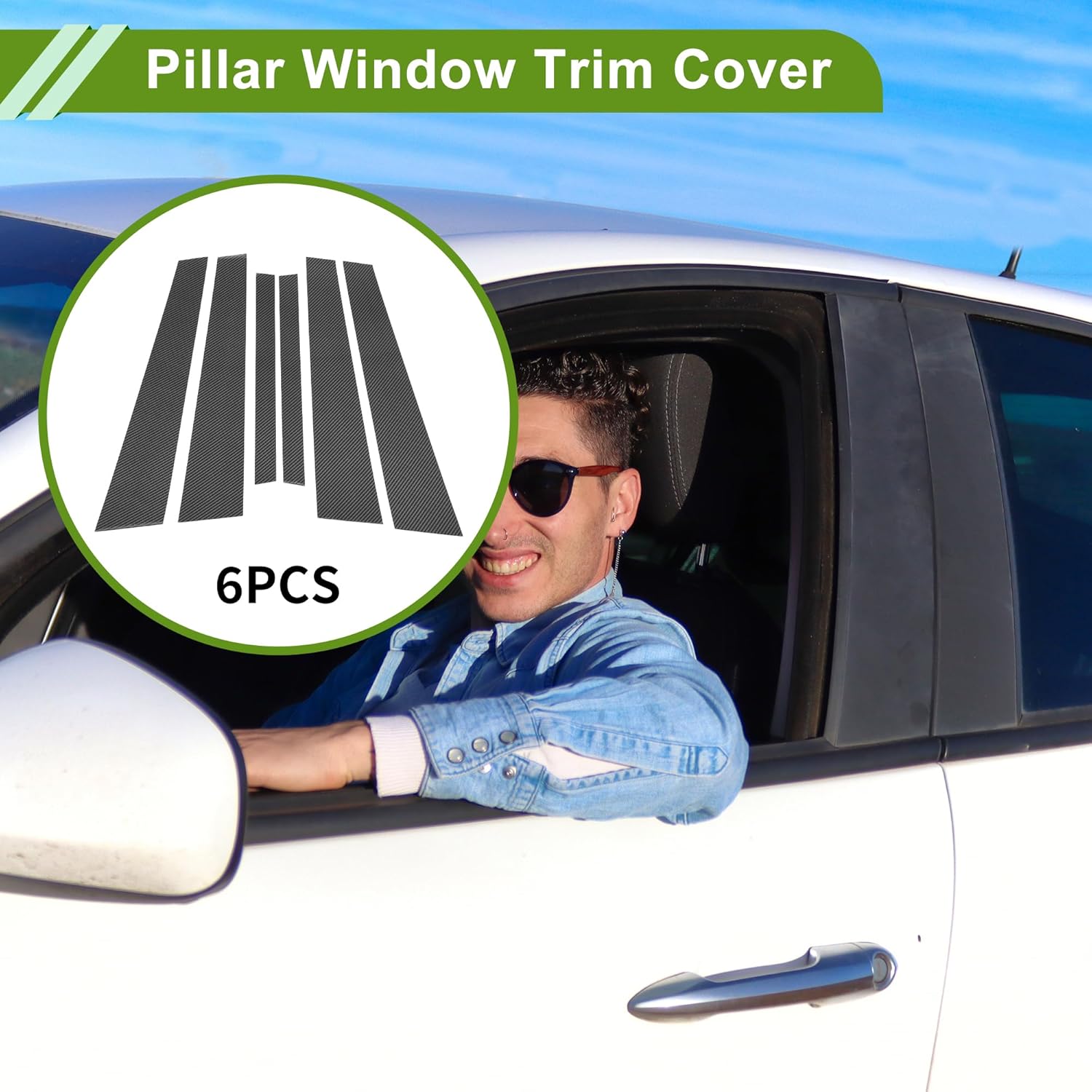 

Door Pillar Window Trim for BMW 5-Series 2004-2010 Carbon Fiber Pattern Black Front Rear Left Right Anti Scratch Sticker Pillar Posts Door Outer
