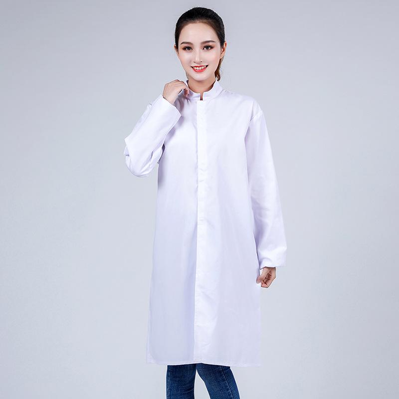 Unisex Long-Sleeve Blue Laboratory and Food Factory Work Coat