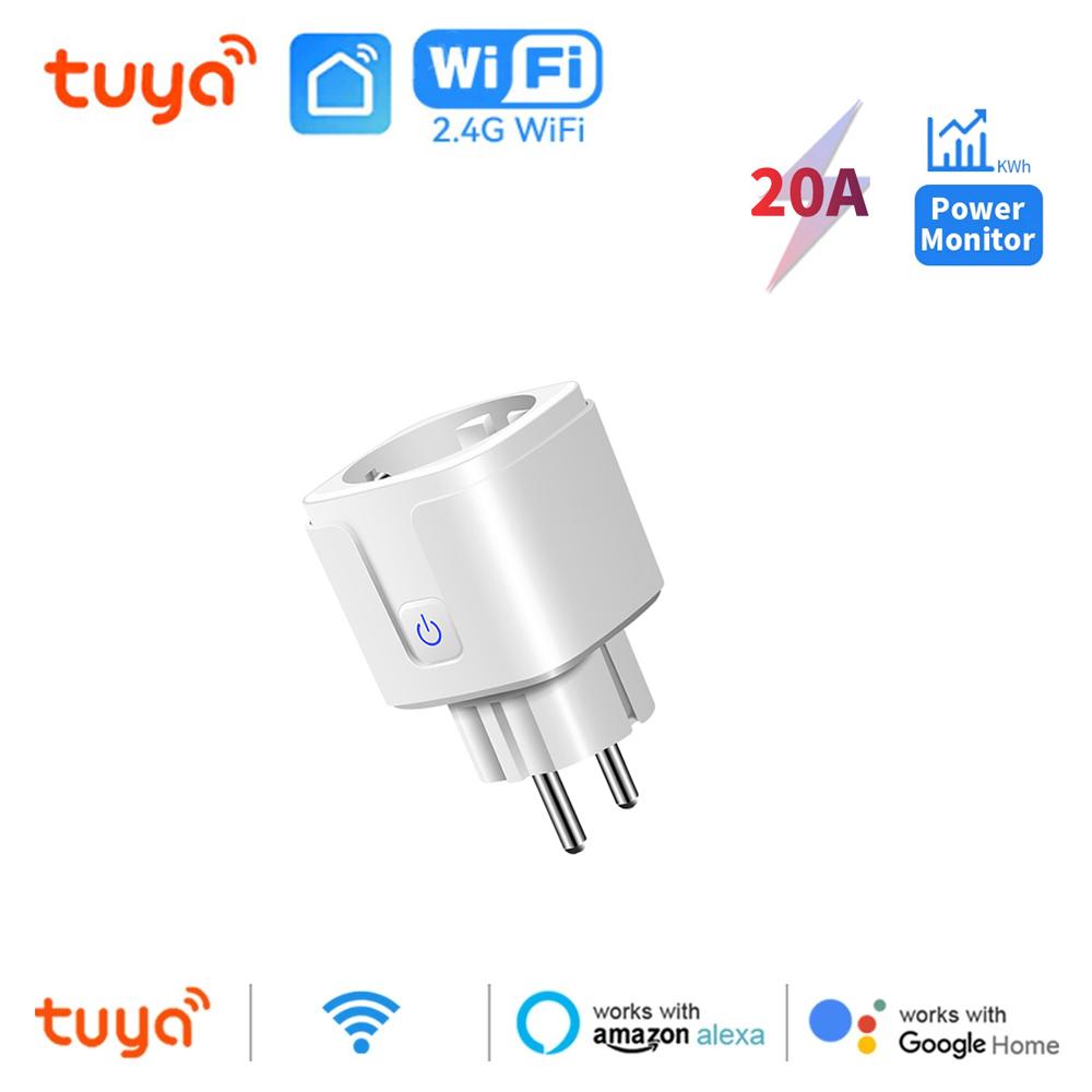 20A Smart Plug WiFi Socket EU Outlet With Power Monitor Timing Function Tuya Smart Life APP Control Works With Alexa Google Home