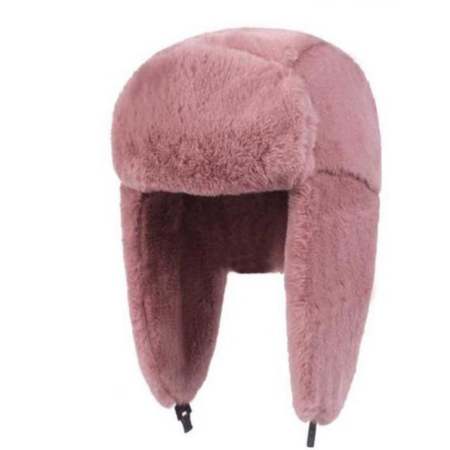 Women Winter Fur Caps Russian Female Thicker Warm Solid Soft Windproof Ear Flap Hats Accessories