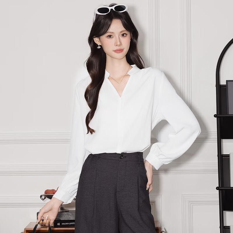 Women s V-Neck Long Sleeve Professional Blouse 3XL