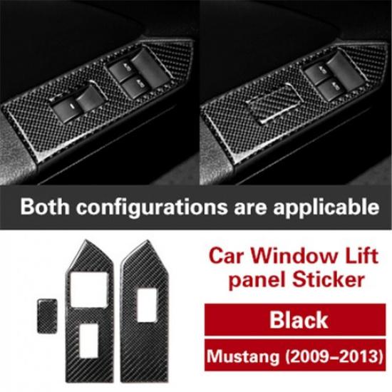 3Pcs Carbon Fiber Inner Window Switch Panel Decor Cover For Ford Mustang 2009-13