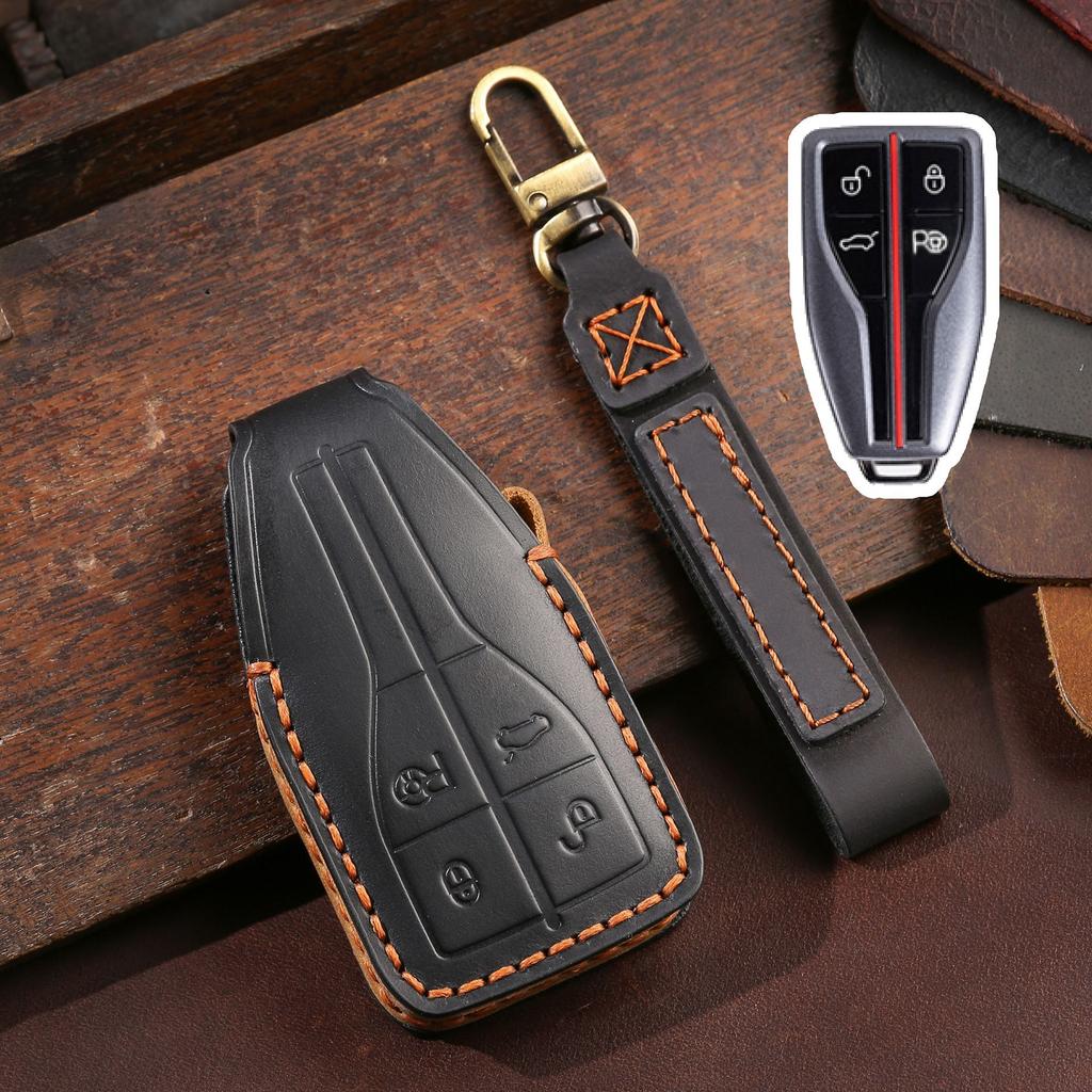 Suitable for Hongqi H5 Key Cover, Hongqi H7 Hs5 Hs7 High-end Car Remote Control Key Case, Ring Case, Genuine Leather.
