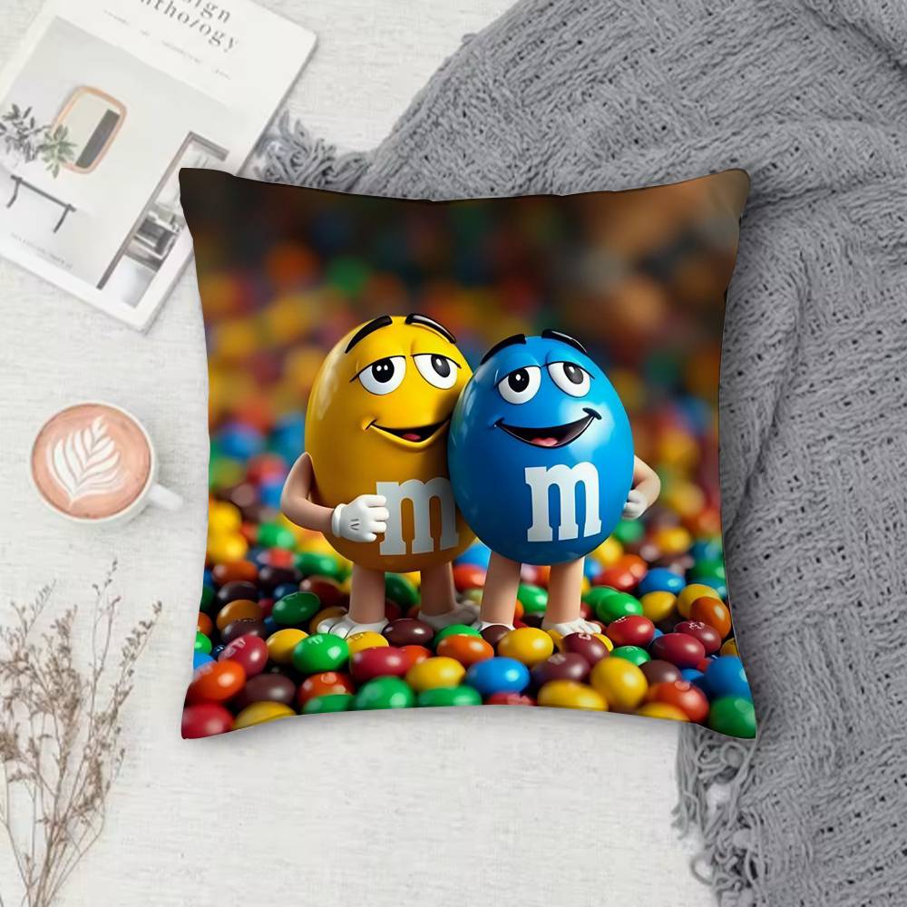 MMMs Chocolate Doublesided Printed Square Pillow Cover Decorative Cushion Cover for Sofa Bedroom Bedside