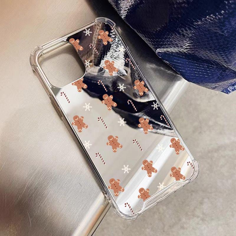 Christmas Biscuit Man Pattern Mirror Acrylic Phone Case For iPhone 17 Pro Max 16 15 14 13 12 11 XS X XR 7 8 Plus Bumper Cover