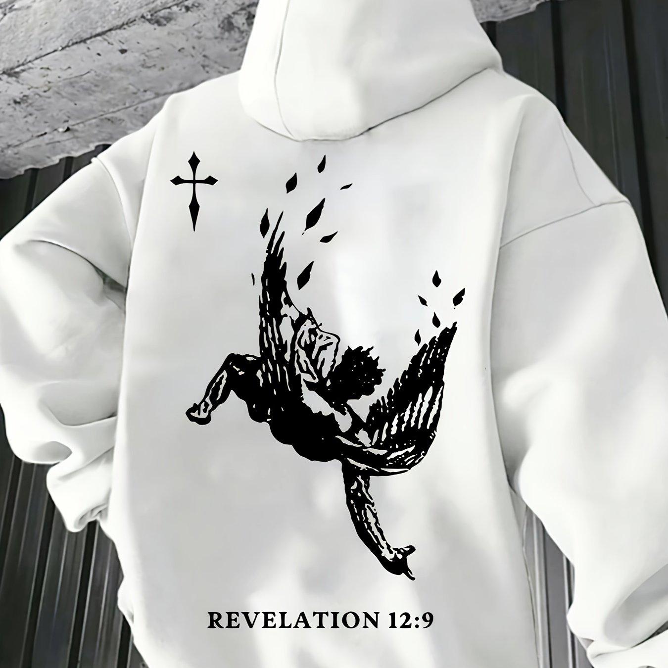 

Чоловічий осінньо-зимовий повсякденний модний вільний світшот з капюшоном з довгими рукавами з принтом ангела на флісі 2XL