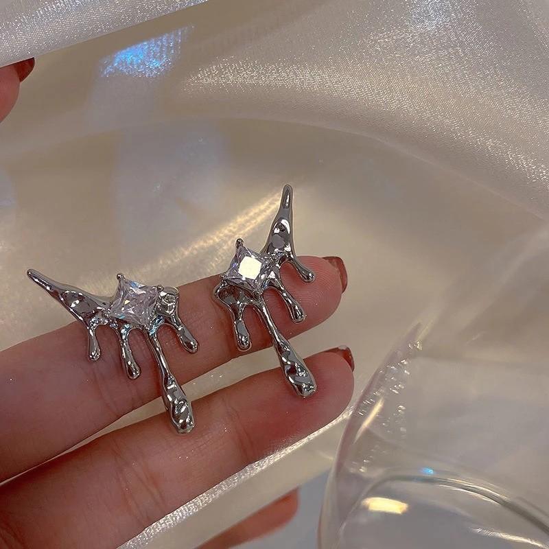 Elegant Earrings Teardrop Asymmetric Creative Geometric Design Women For