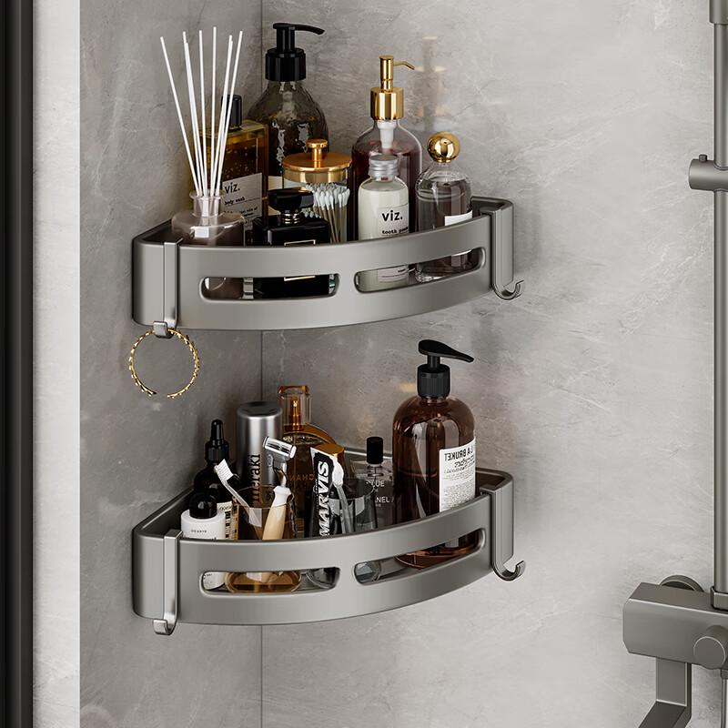 No-Drill Aluminum Bathroom Corner Shelf