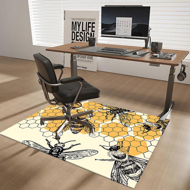 1pc Honeycomb Bee Office Chair Mat - Non-Slip Carpet for Desk, Festive Gift Idea, Seasonal Decor, Suitable for Home and Office Use.P065