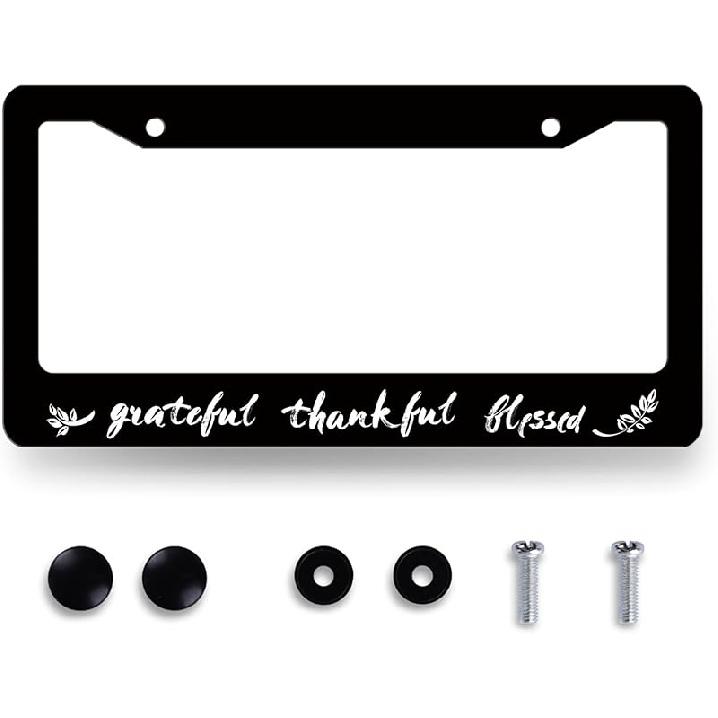 Hummingbird License Plate Frame Cherry Blossom Pink Flower License Plate Holder Colorful License Plate For Car Decoration Stainless Steel Bird Car