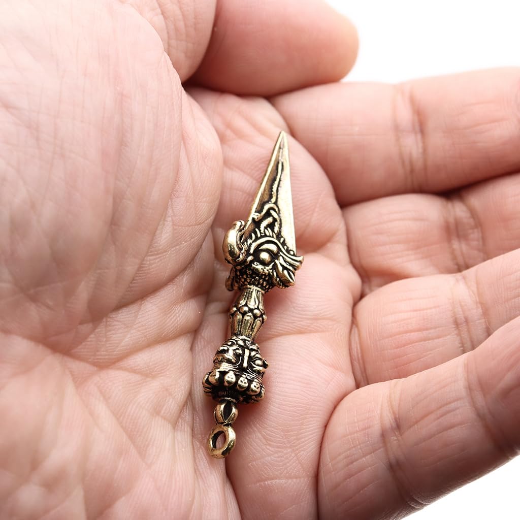 Kurita's Specialty Buddhist Statue [Honbutsu] Copper Buddhist Altar Implement, Mini Dokko Vajra, 5.5cm, Three-Faced Wrathful Deity, Esoteric Buddhist