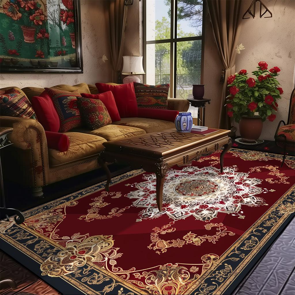 Living Room Retro Persian Style Carpet Home Decoration Lounge Coffee Table Rugs Soft Bedroom Non-slip Bedside Floor Mat Washable