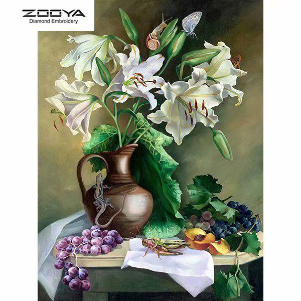 

ЗООЯ DIY 5D Полный Круглый Алмазная Картина Цветы Фрукты Вышивка Крестом Ремесло Стежок Домашний Декор