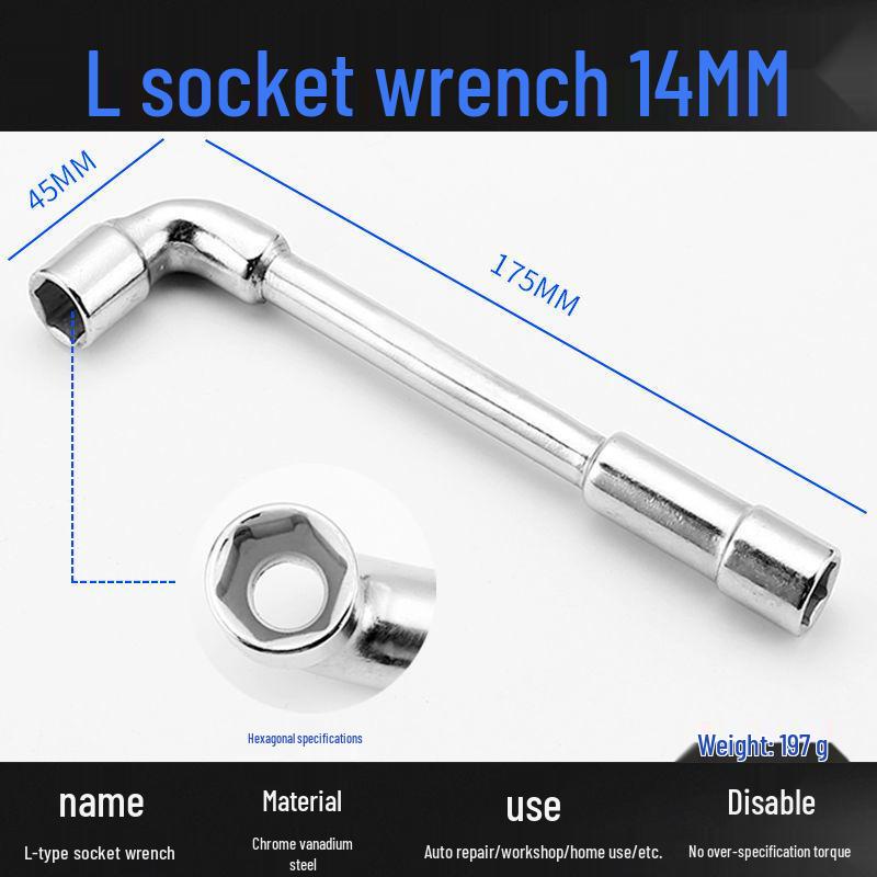 L-Shaped Hex Socket Wrench Set with Double-Ended Elbow and Perforated Pipe Wrench.
