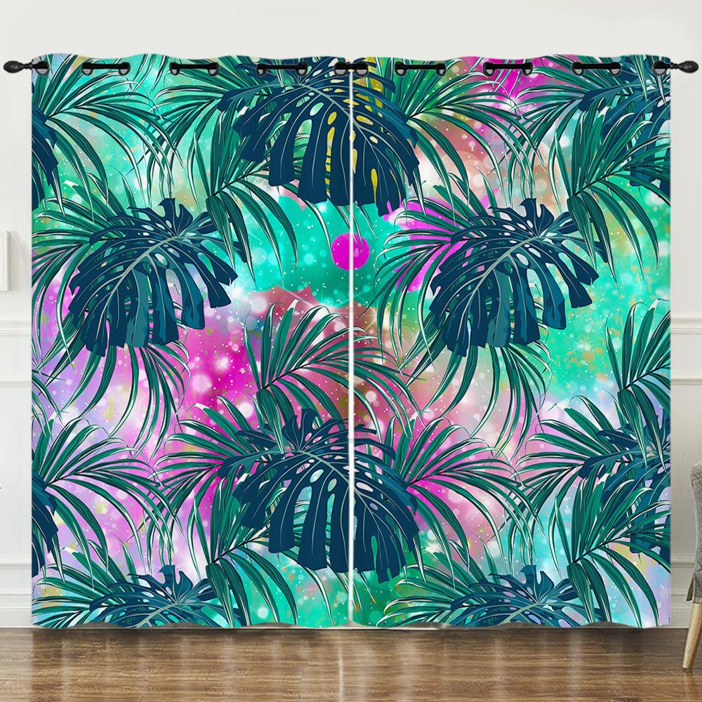 Curtains Tropical Rainforest Living Room Bedroom Curtains Digital Printing Blackout Curtains No Punching