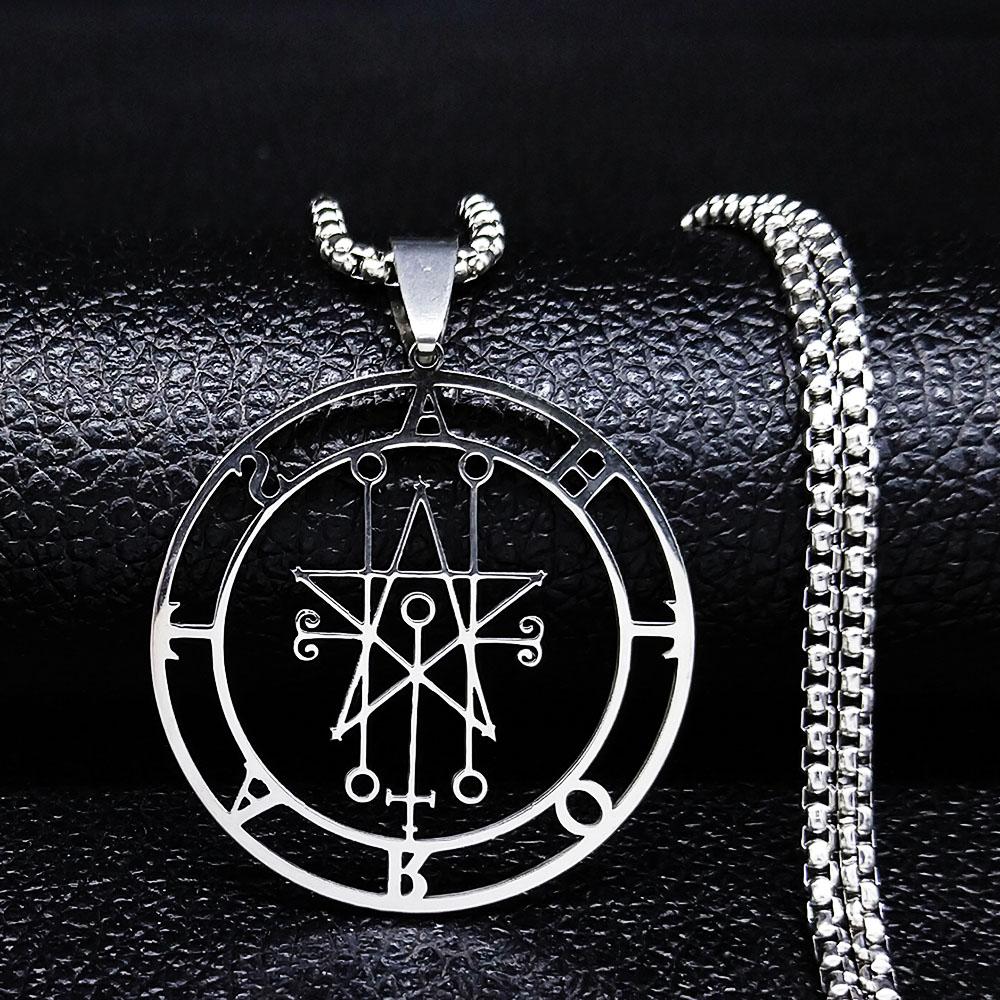 Astaroth Sigil Goetia Stainless Steel Necklace Solomon Demon Seal Satan Sigil satanique patch PIN Jewelry collier femme N7156S03