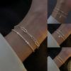 2Pcs Korean Sparkling Bracelet Set For Women Silver Color Cross Charm Chain Bangle Wristband Female Fashion Party Jewelry