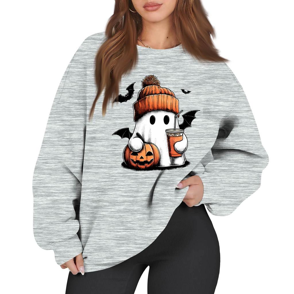Women's Casual Fashion Long Sleeve Printed Round Neck Sweatshirt Top