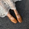 Johnature Genuine Leather Buckle Strap Women's Flats Shoes Retro Square Toe Soft Soles Solid Color Shoes