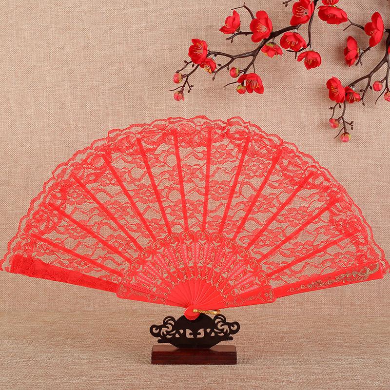 1Pc Chinese Ancient Style Flower Women Folding Fan with Tassel Fringe Hanfu Cheongsam Dance Fan Photo Props Summer Handheld Fan