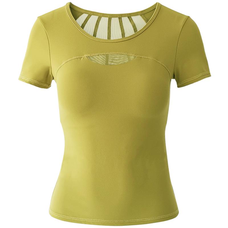 

Women s Quick-Dry Mesh Splicing Detachable Short Sleeve Yoga Top Medium
