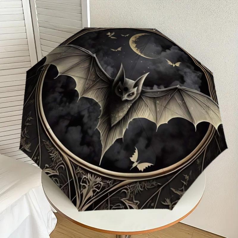 1pc Gothic Bat Moon Night Artwork Umbrella with Plastic Handle,Suitable for All Seasons Home Travel Outdoor UmbrellaDD090