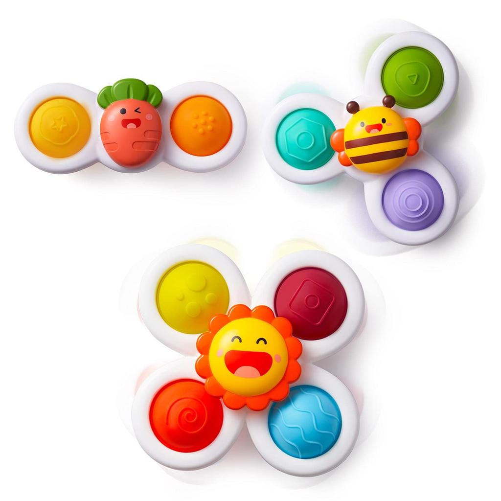 Hand Kids Cat Bath Toy with Suction Cup Spinner, Toy, Toy, (Carrot, Bee, Sun)