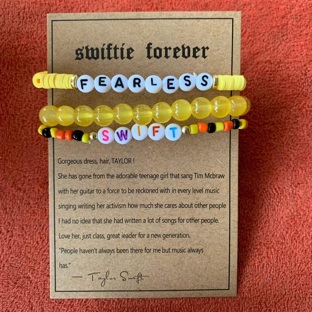 Taylor Swiftie Freundschaft Polymer Clay Armband Set mit englischem Buchstabenlogo