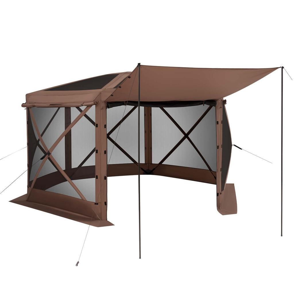 Pop up Gazebo Screen Tent, 3.6 x 3.6 m Large 6-Sided Camping Canopy Tent with Removable Top & Carry Bag, Quick-Set & Bite-Proof, Screen House Sun