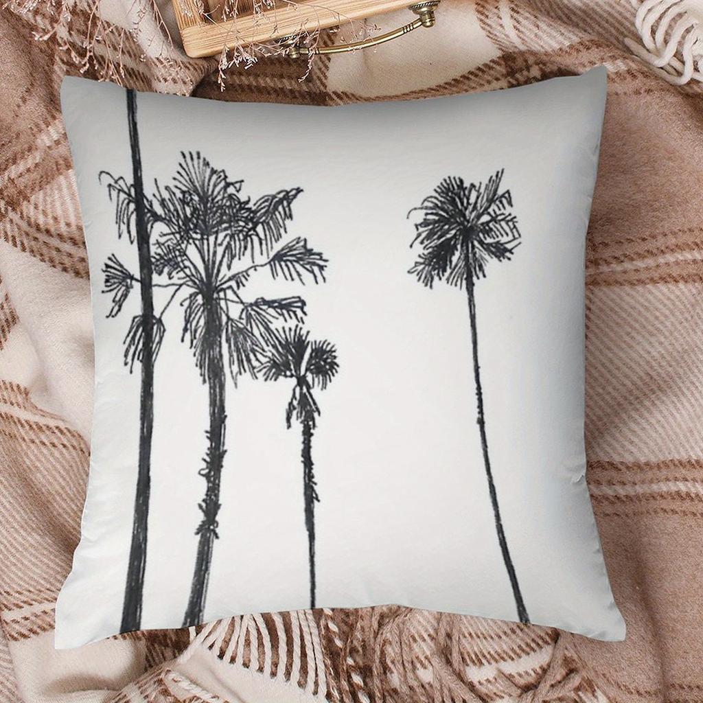 Schwarze Palme Kissenbezug 2D Gedrucktes Polyester Sofakissenbezug – Küsten-Venedig-Strand-Stil Dekor 40x40cm