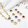 2 PCs Brass Birthstone Connectors Charms Pendants 18K Real Gold Plated Square For Bracelet Necklace DIY Jewelry Making12mm X 7mm