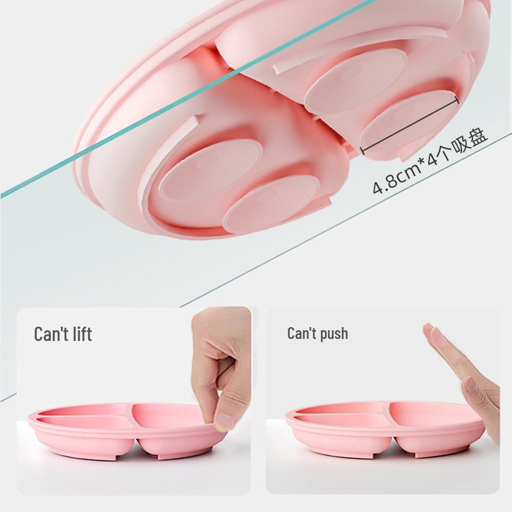 Silicone Suction Cup Placemat & Divided Plate Set for Babies & Toddlers - Includes Fork & Spoon, Food Grade & Heat Resistant.