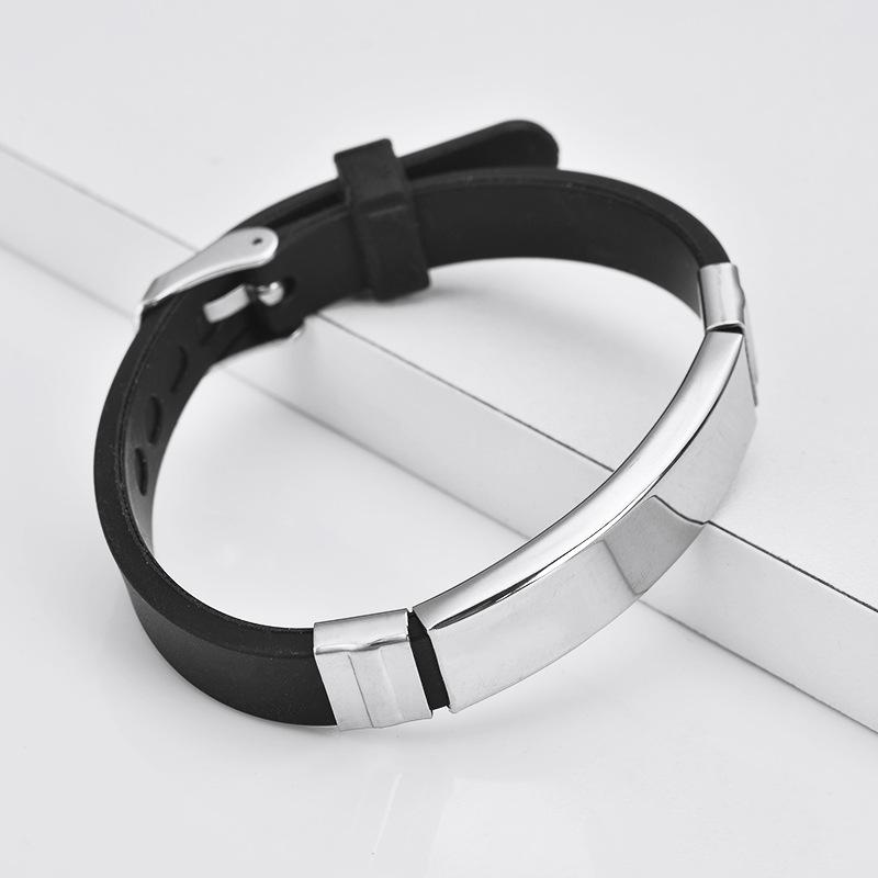 

Браслет из титановой стали для студентов-модников, парный, с гравировкой, подарок на день рождения, силиконовый браслет из нержавеющей стали серебряный