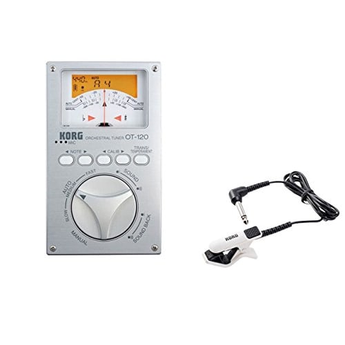 KORG Orchestra Tuner OT-120 + Contact Microphone CM-300-WHBK Set